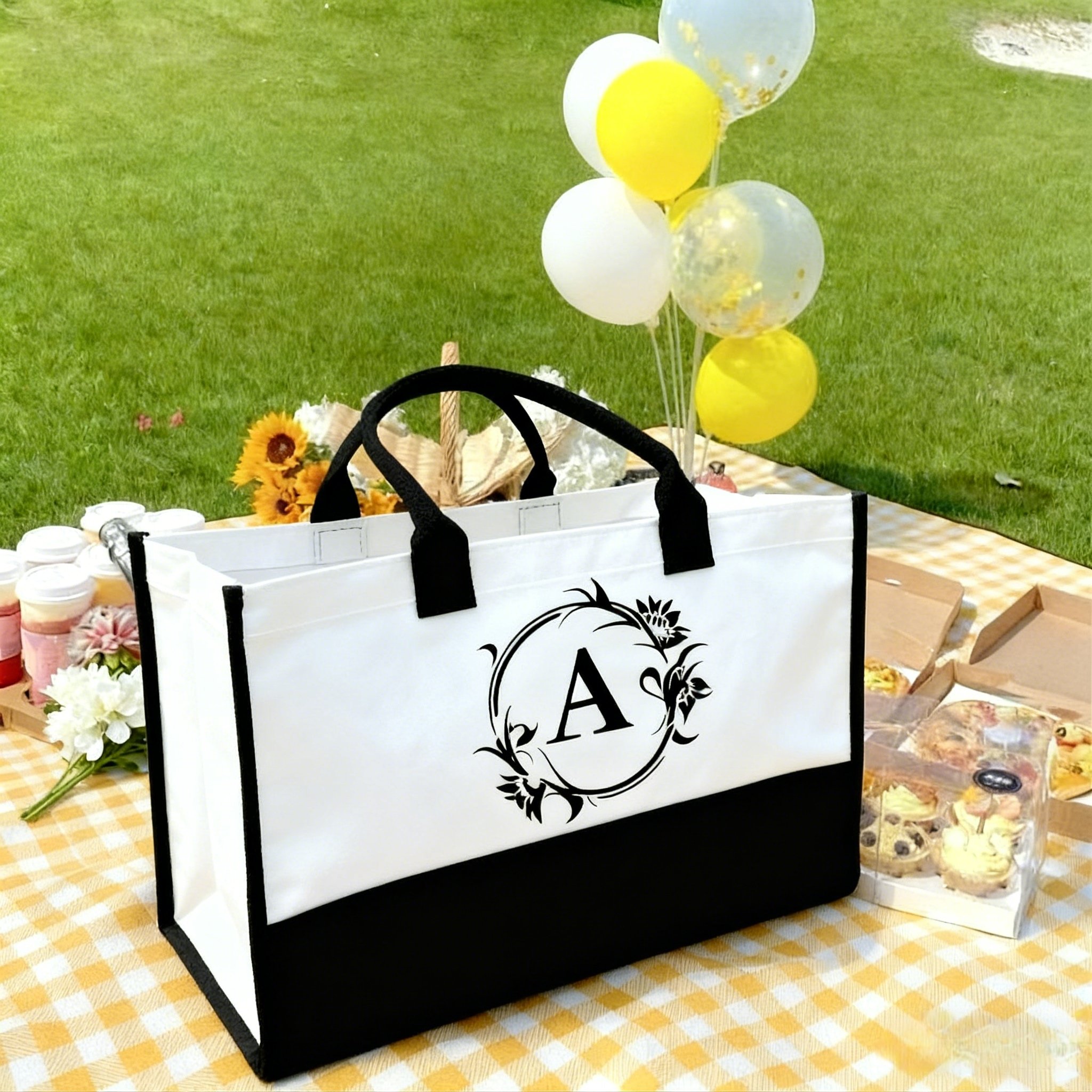 White Monogrammed Tote Bag
