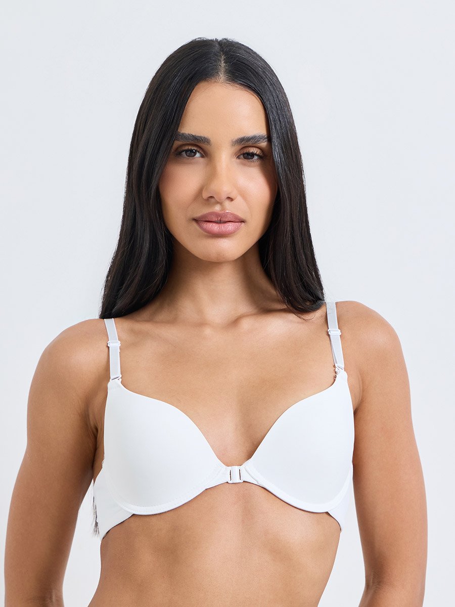 Pack of 2 - Padded Wired Front Clasp Plunge Bra