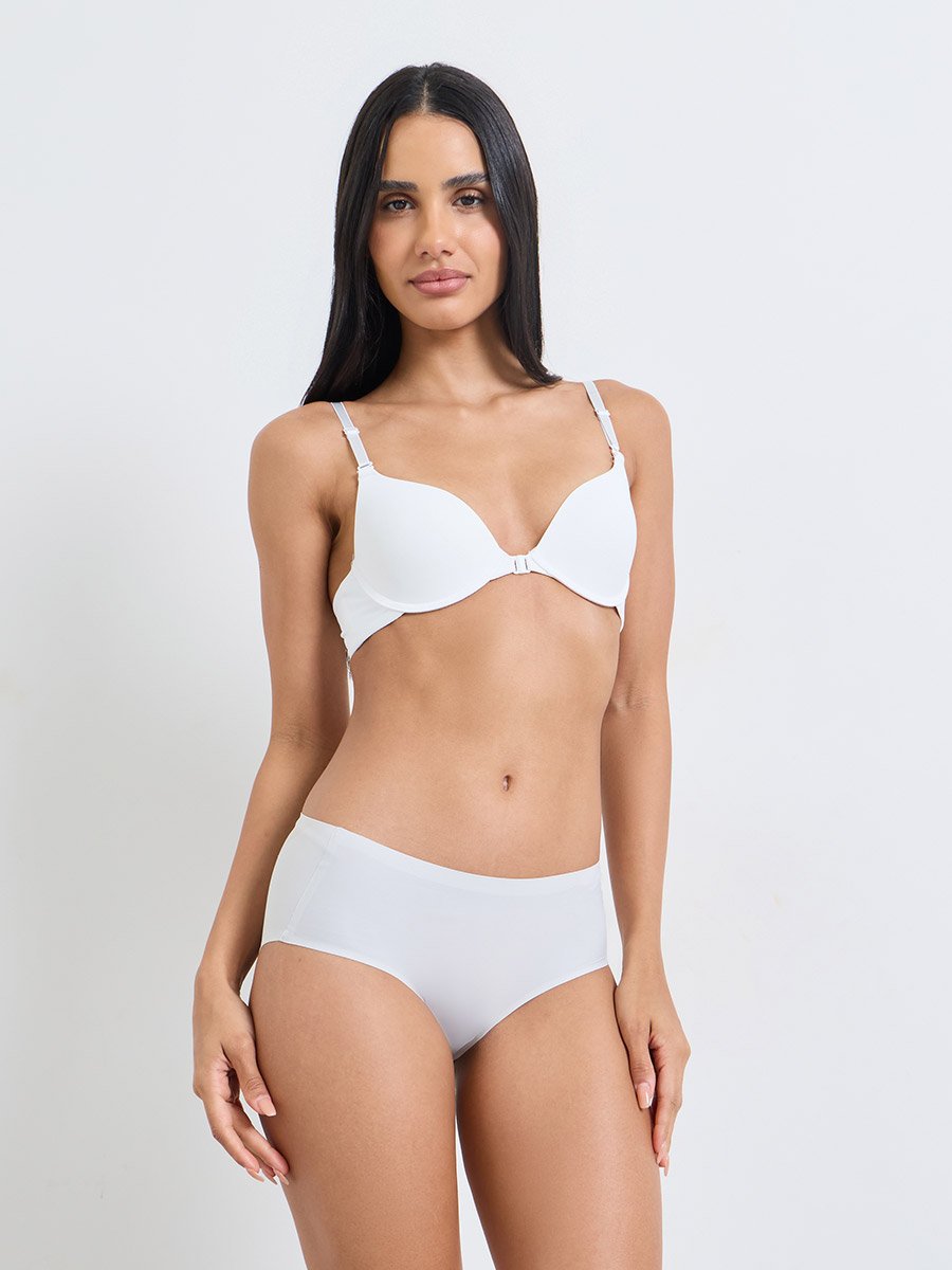 Pack of 2 - Padded Wired Front Clasp Plunge Bra