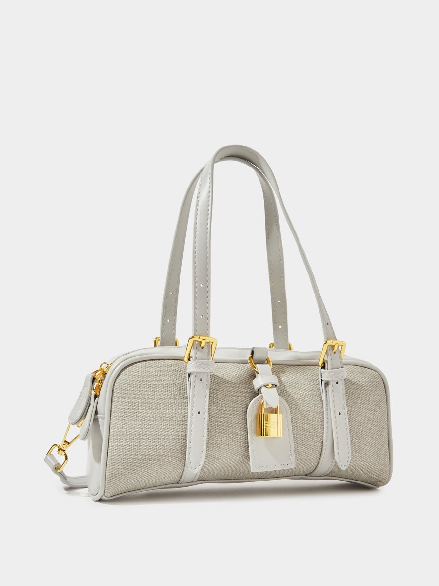 Grey Handbag with Gold Hardware