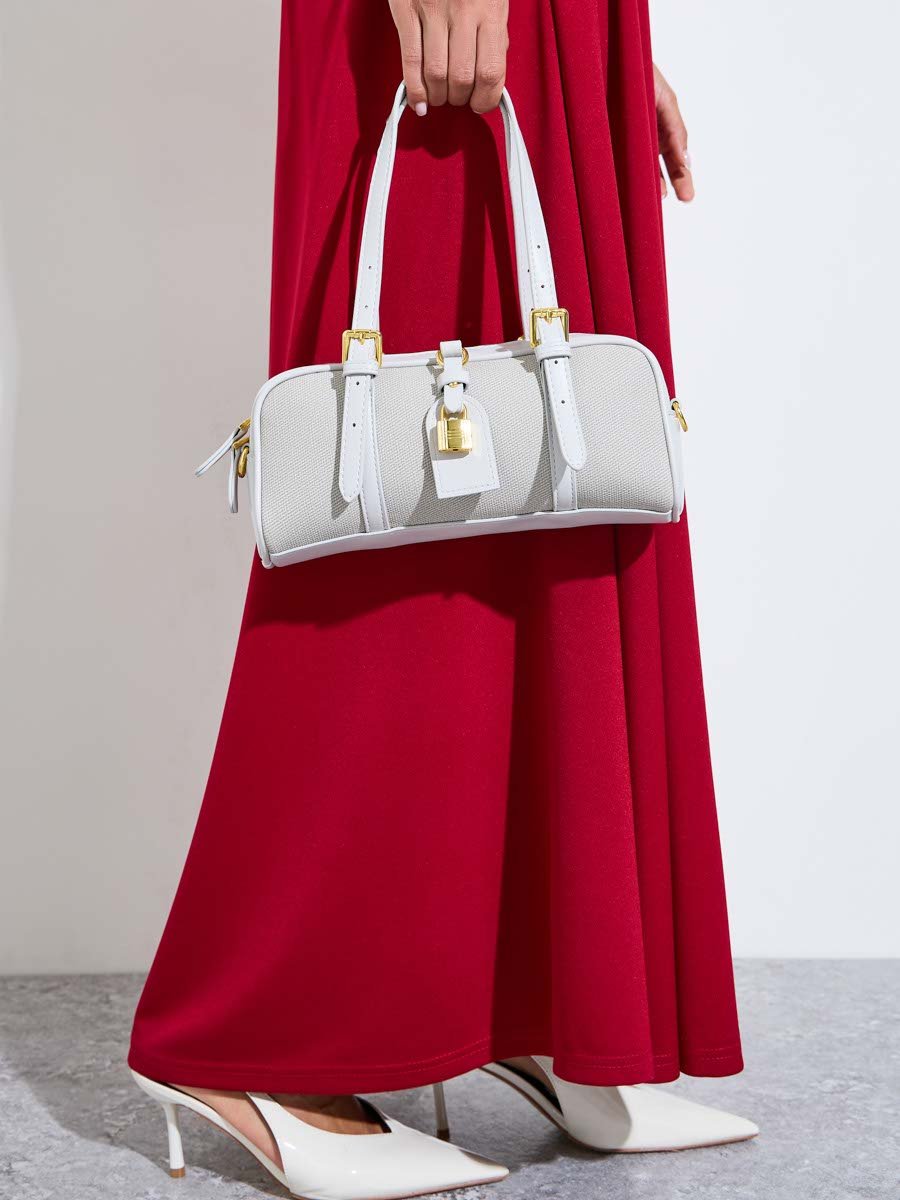 Grey Handbag with Gold Hardware