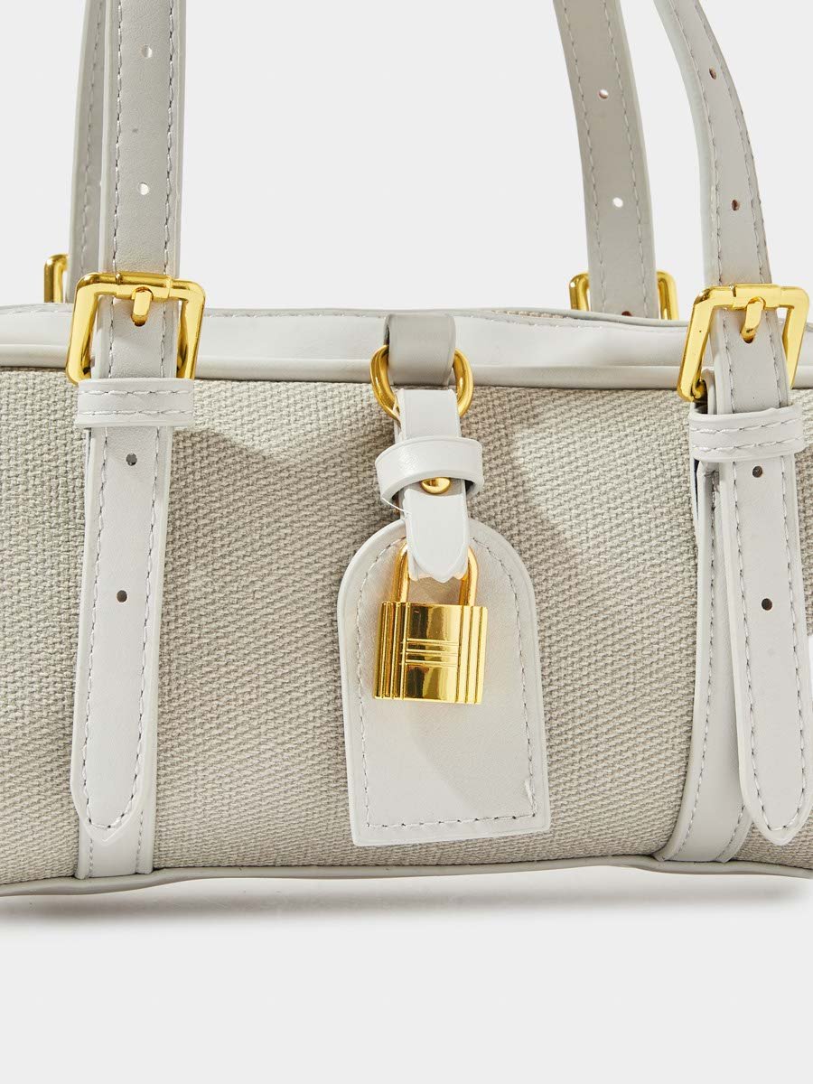 Grey Handbag with Gold Hardware