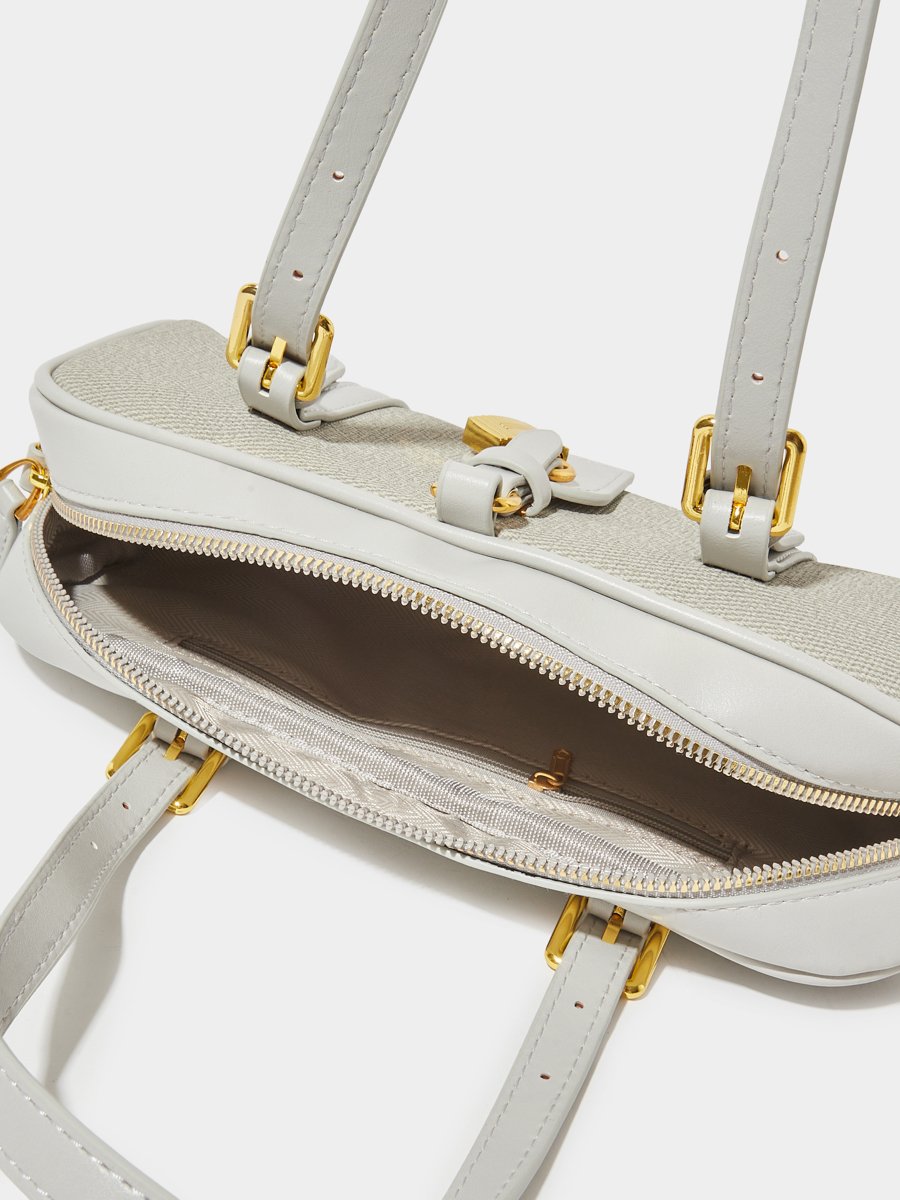 Grey Handbag with Gold Hardware