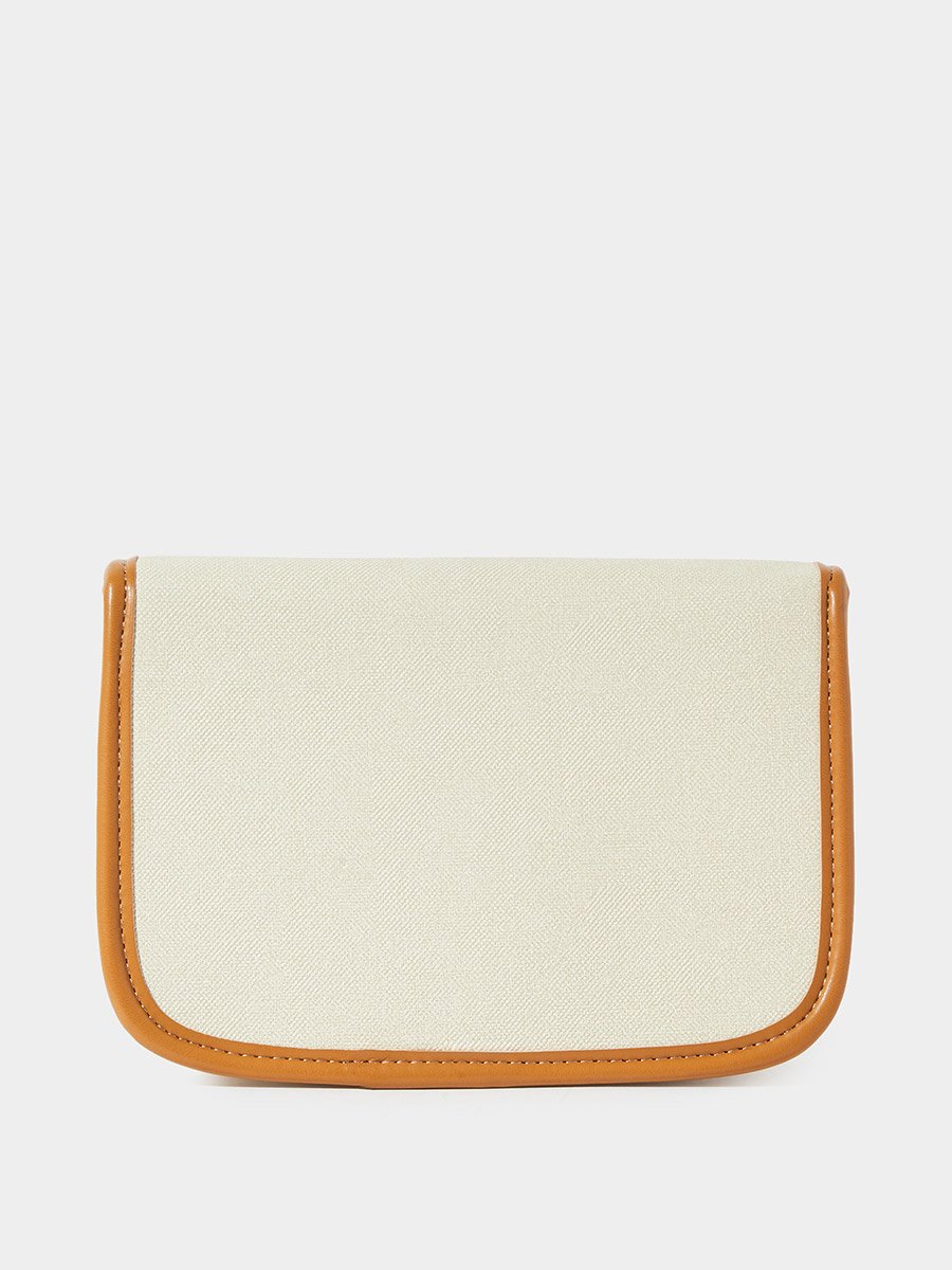 Cream Contrast Trim Flap Crossbody Bag