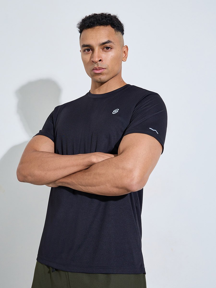 Men Lightweight Active Running T-Shirt with Reflector Print