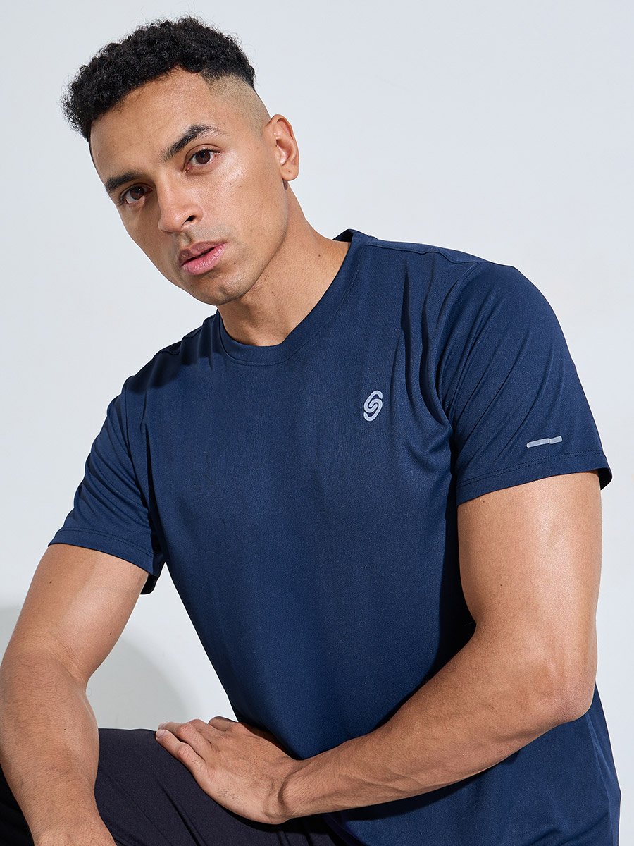 Men Lightweight Active Running T-Shirt with Reflector Print