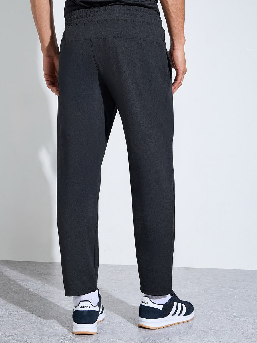 Men Black 4-Way Stretch Active Track Pants