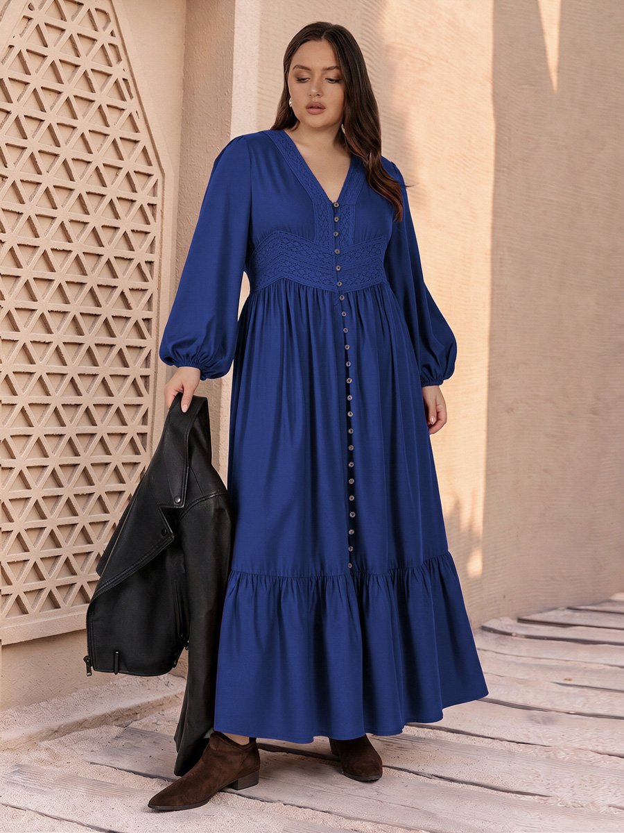 Plus Size Solid A-Line Maxi Dress
