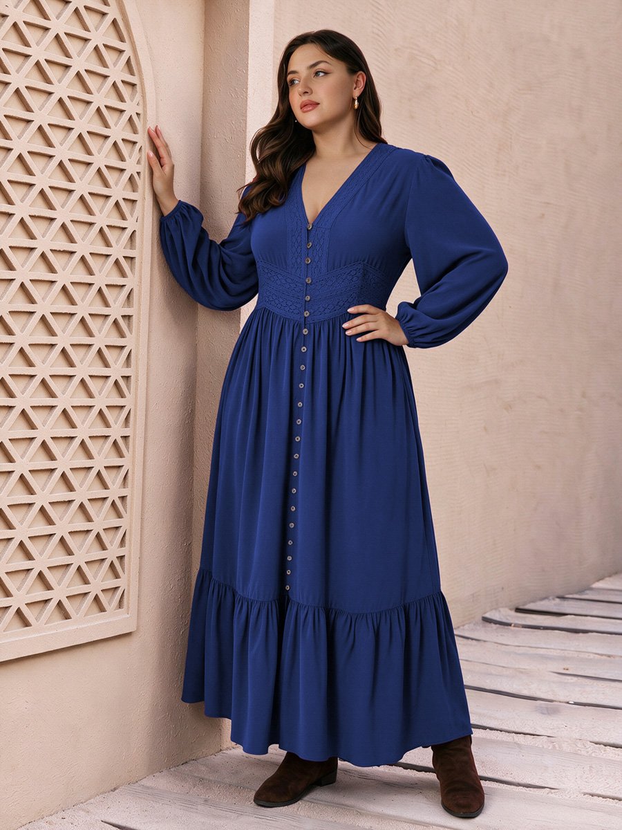 Plus Size Solid A-Line Maxi Dress