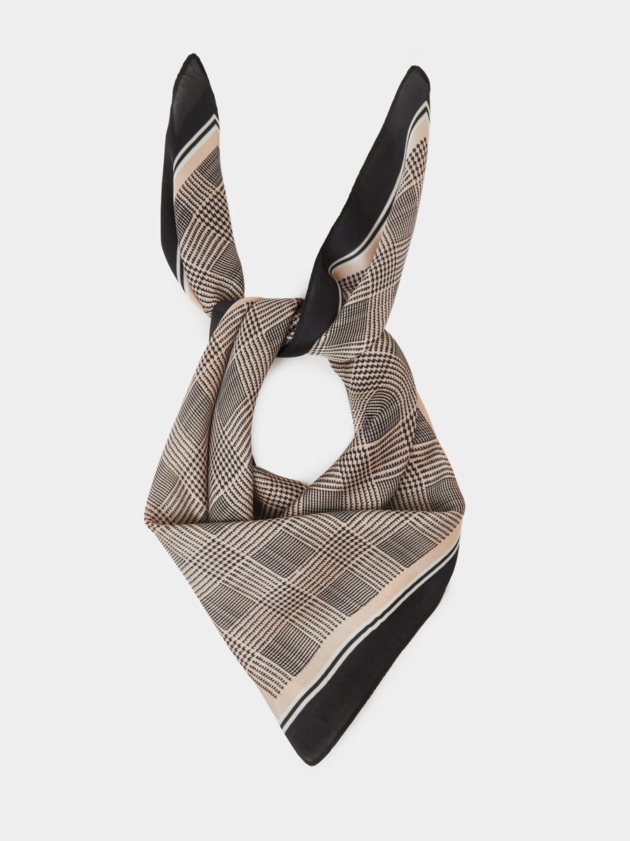 Brown Checked Head Scarf 