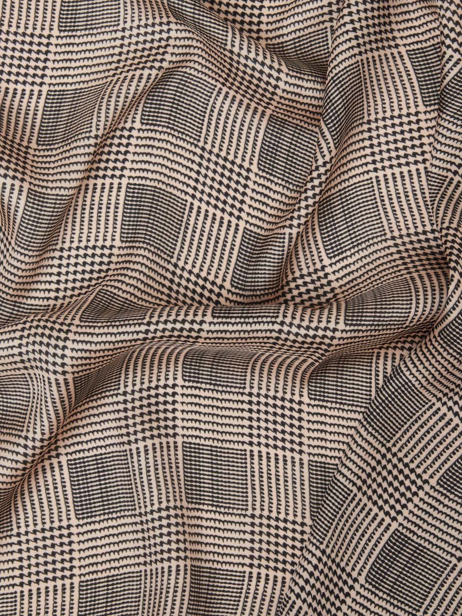Brown Checked Head Scarf 