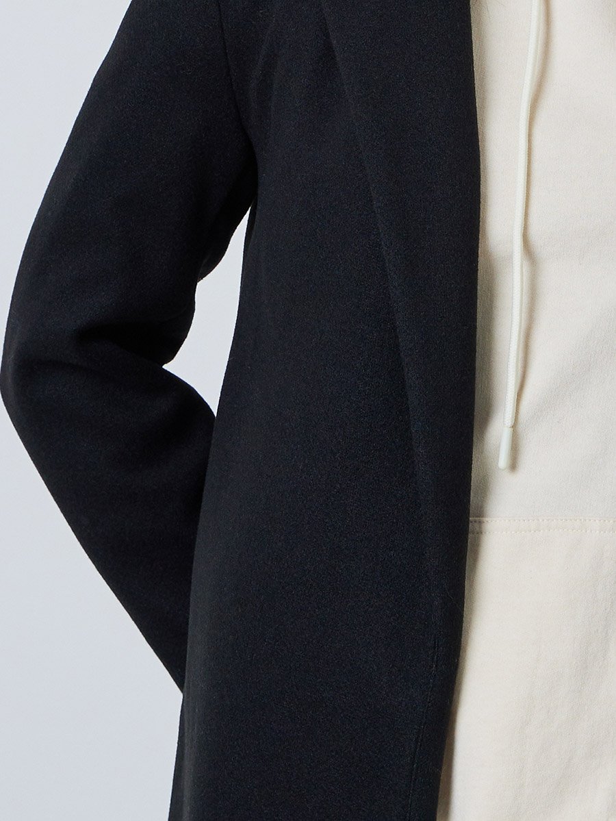 Black Regular Fit Wool-Like Coat