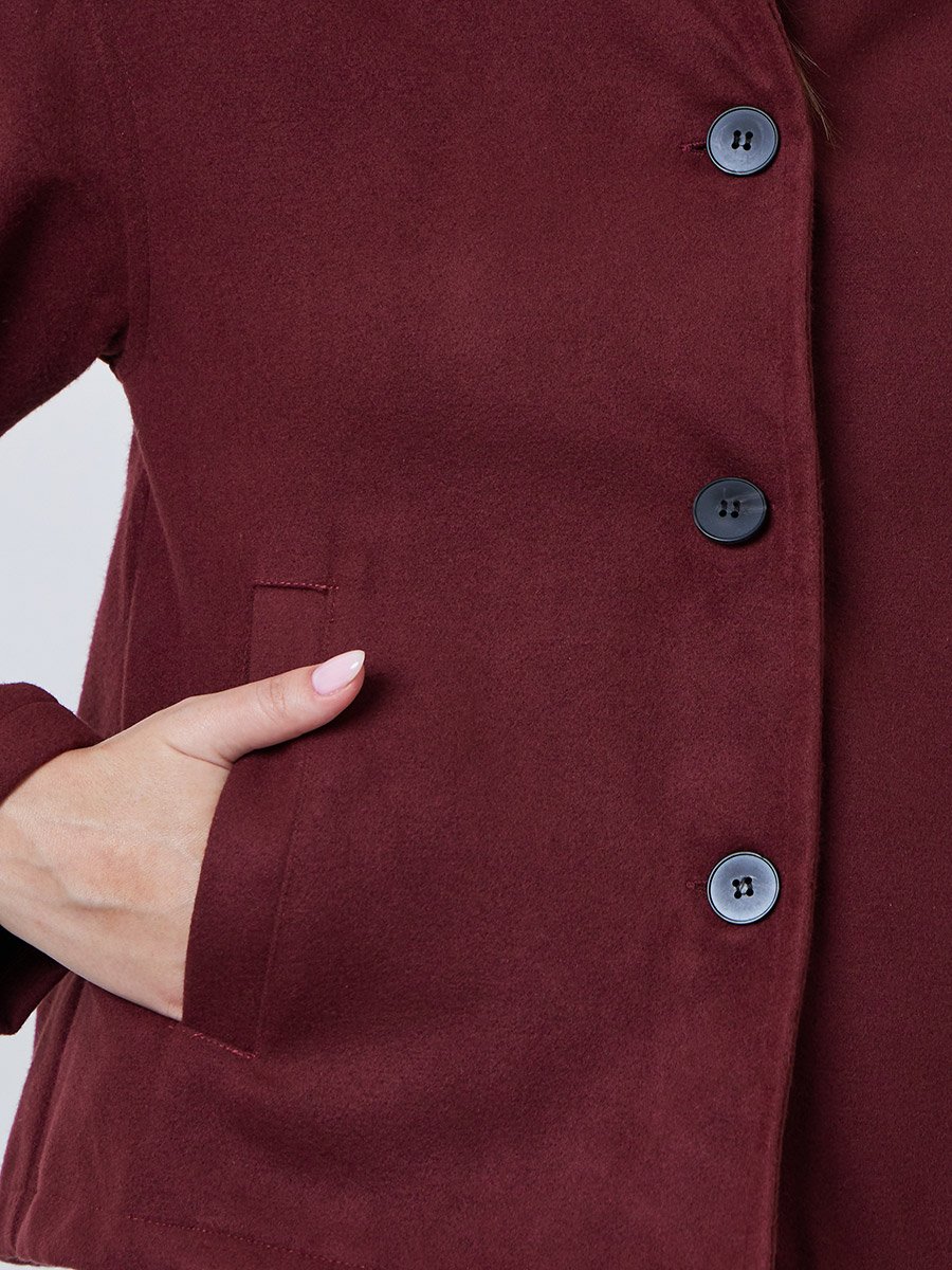 Burgundy Regular Fit Wool-Like Jacket
