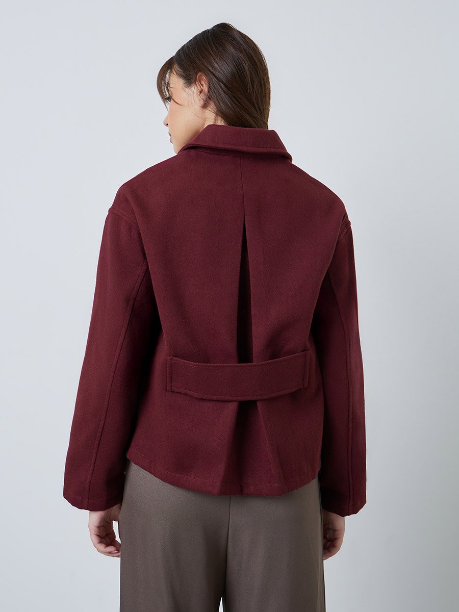 Burgundy Regular Fit Wool-Like Jacket
