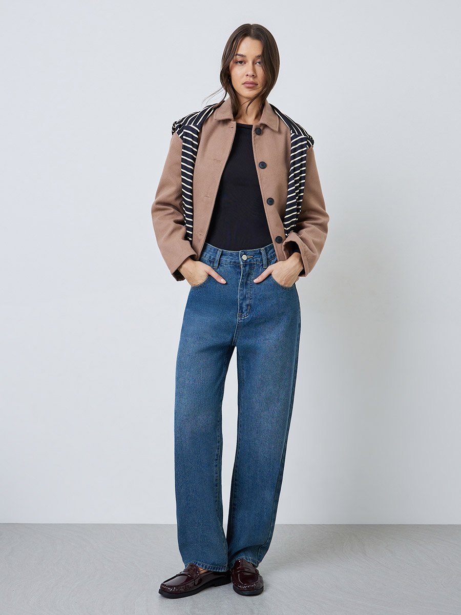 Tan Regular Fit Wool-Like Jacket
