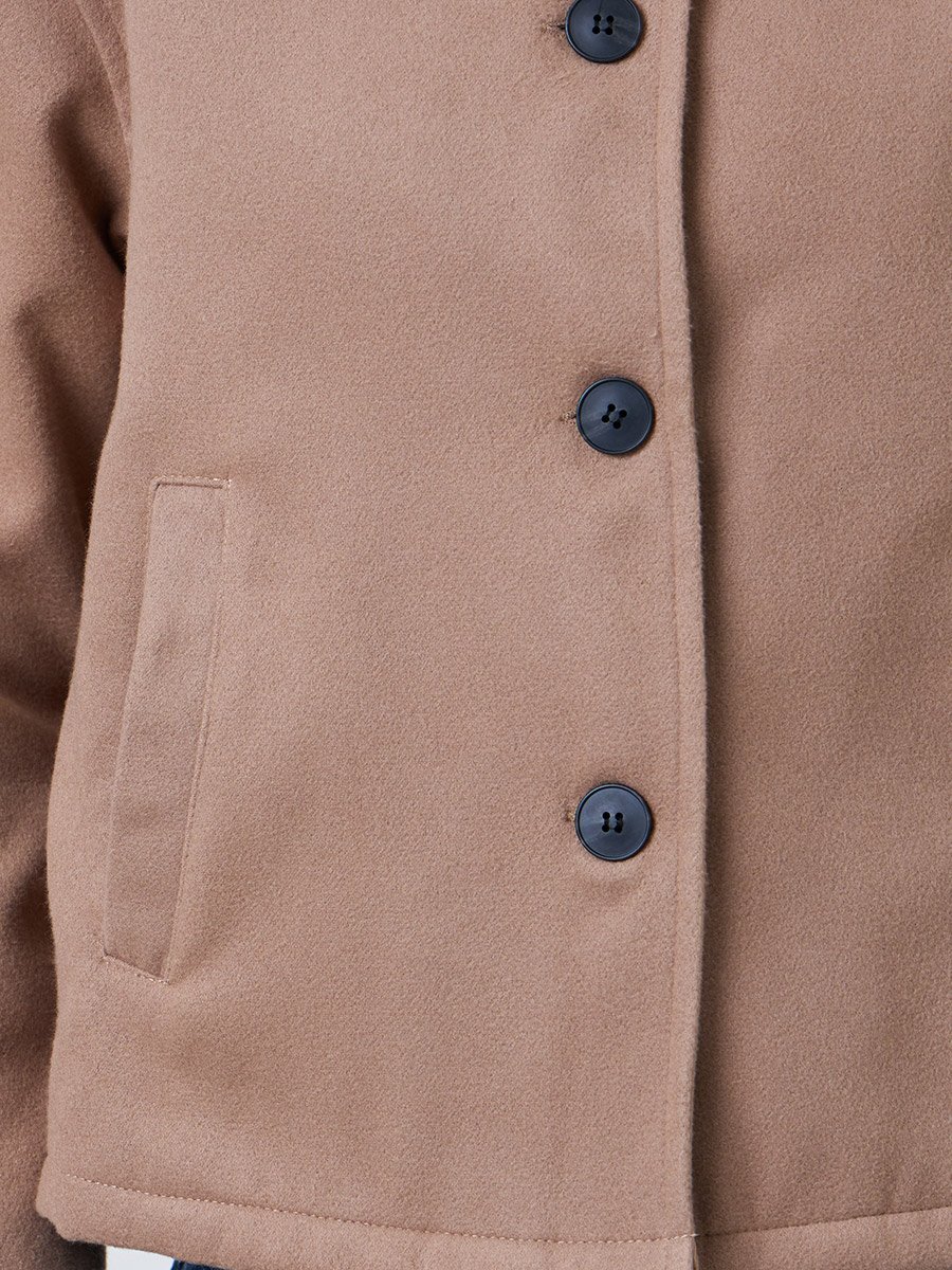 Tan Regular Fit Wool-Like Jacket