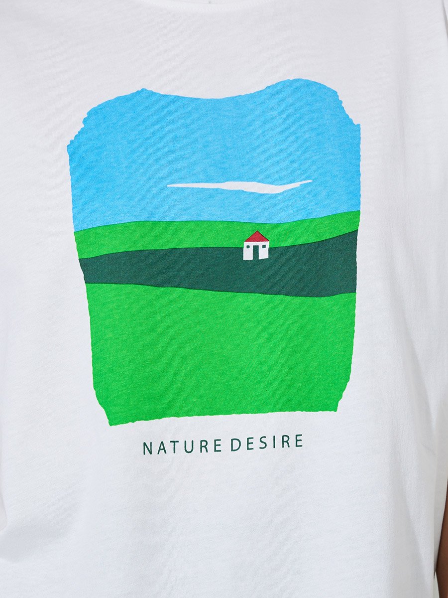 Off White Nature Inspired Oversized Graphic T-Shirt