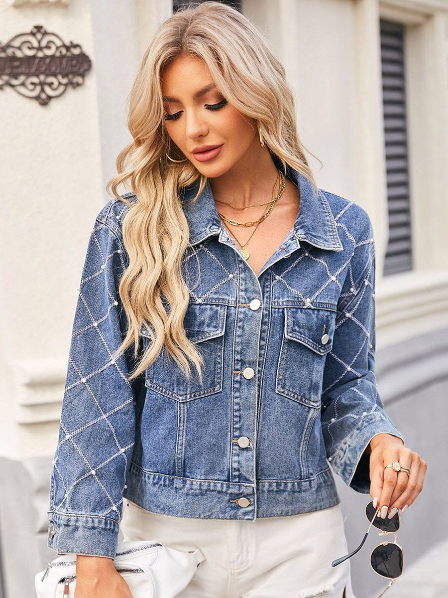Blue Checked Denim Jacket