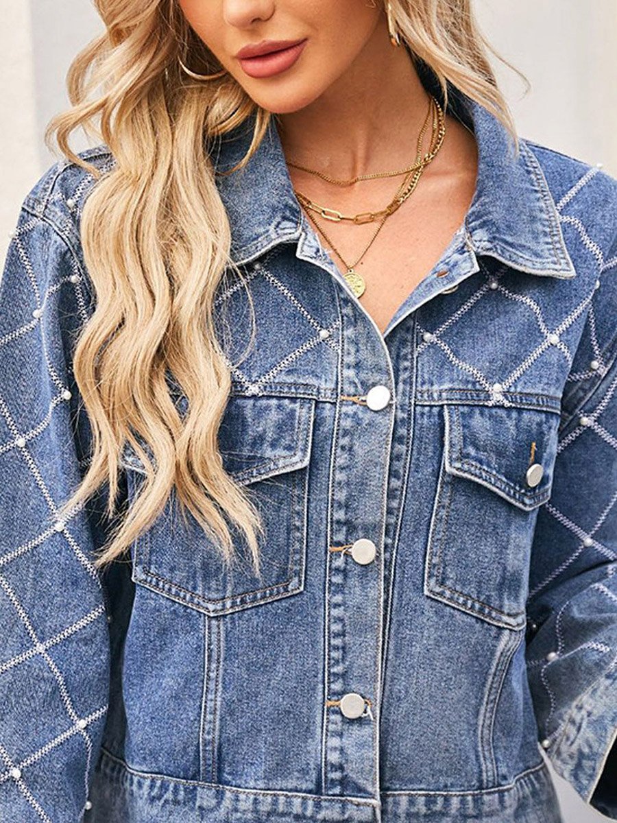 Blue Checked Denim Jacket