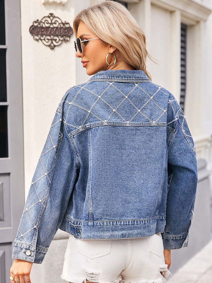 Blue Checked Denim Jacket