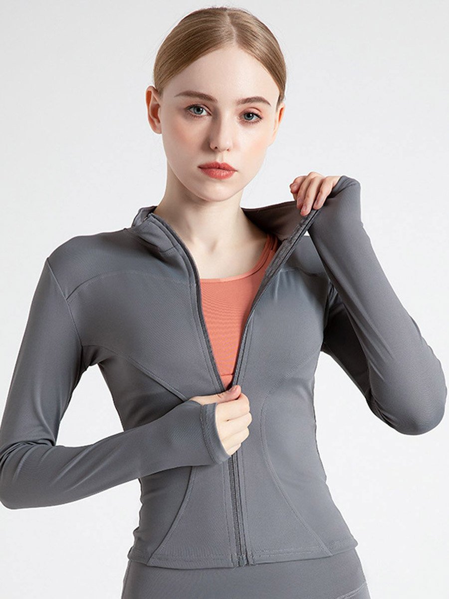 Grey Solid Yoga Jacket