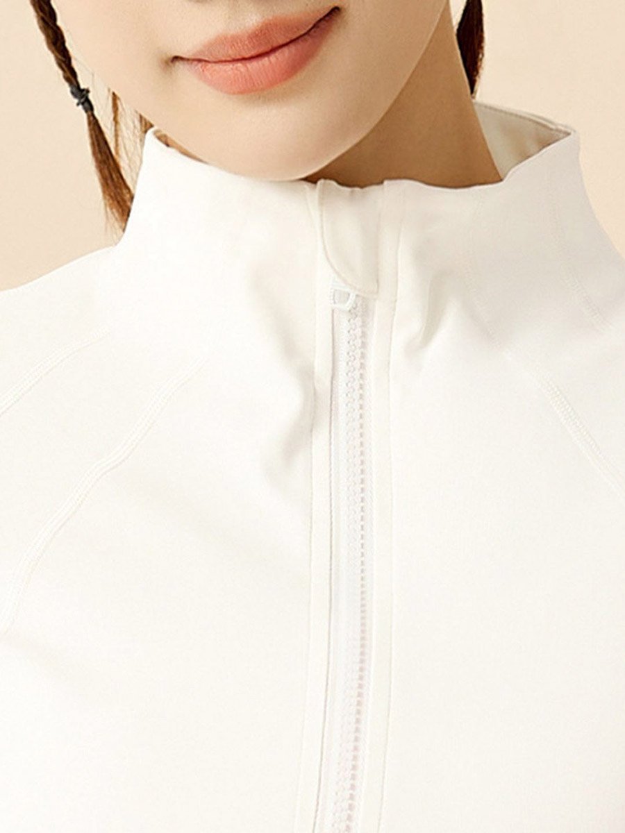 White Solid Yoga Jacket