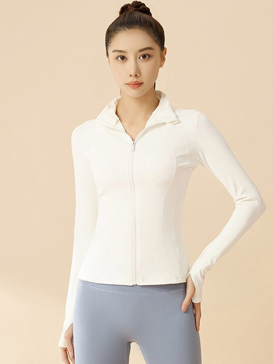 White Solid Yoga Jacket