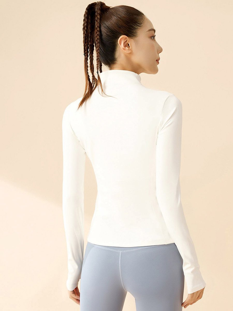White Solid Yoga Jacket