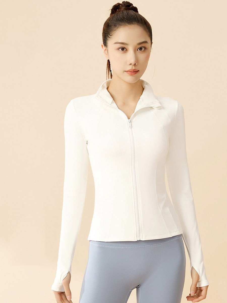 White Solid Yoga Jacket