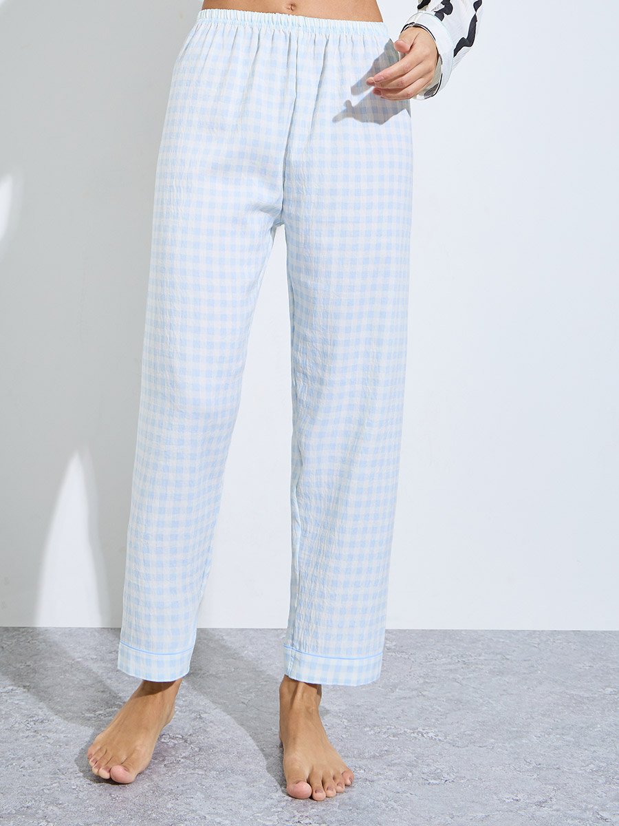 Blue Checked Short Sleeve Shirt and Pyjama Set