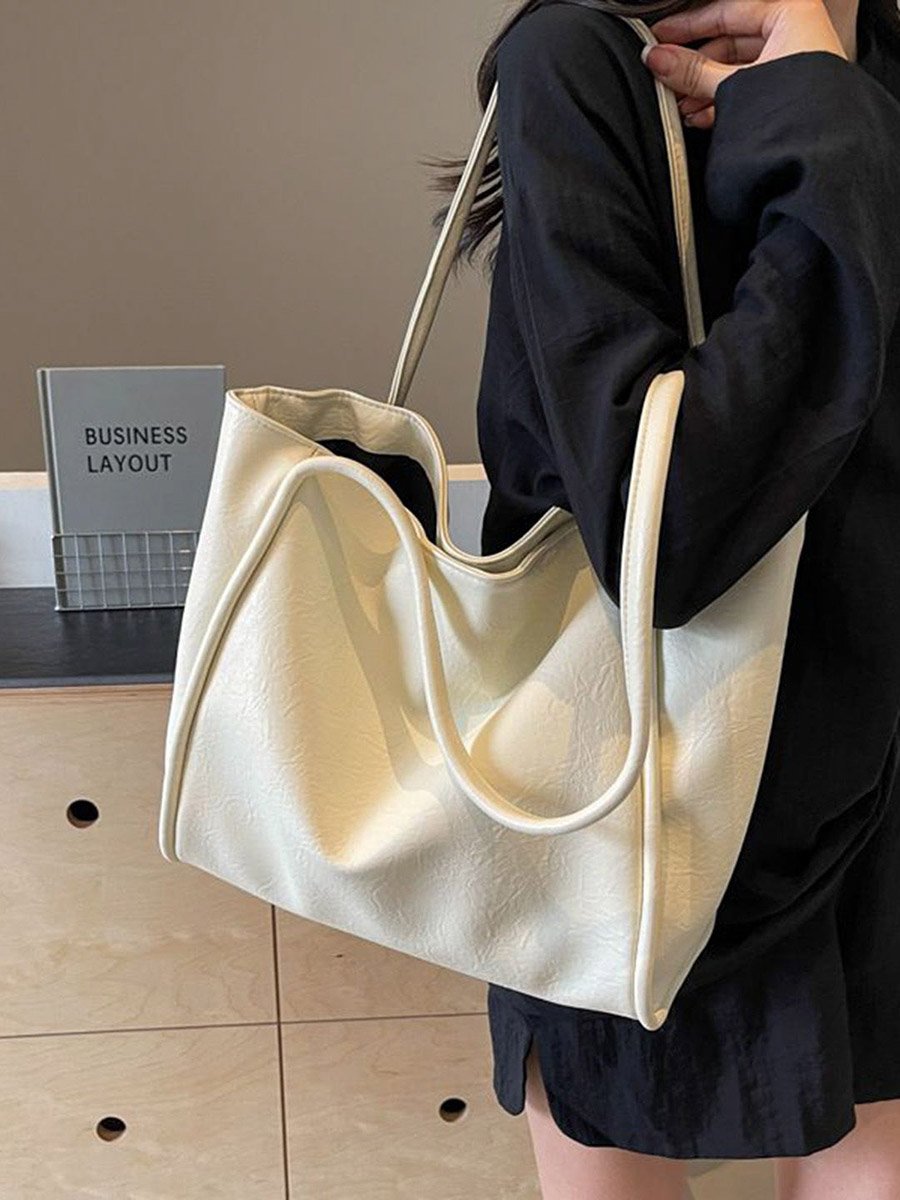 Cream Solid Shoulder Bag