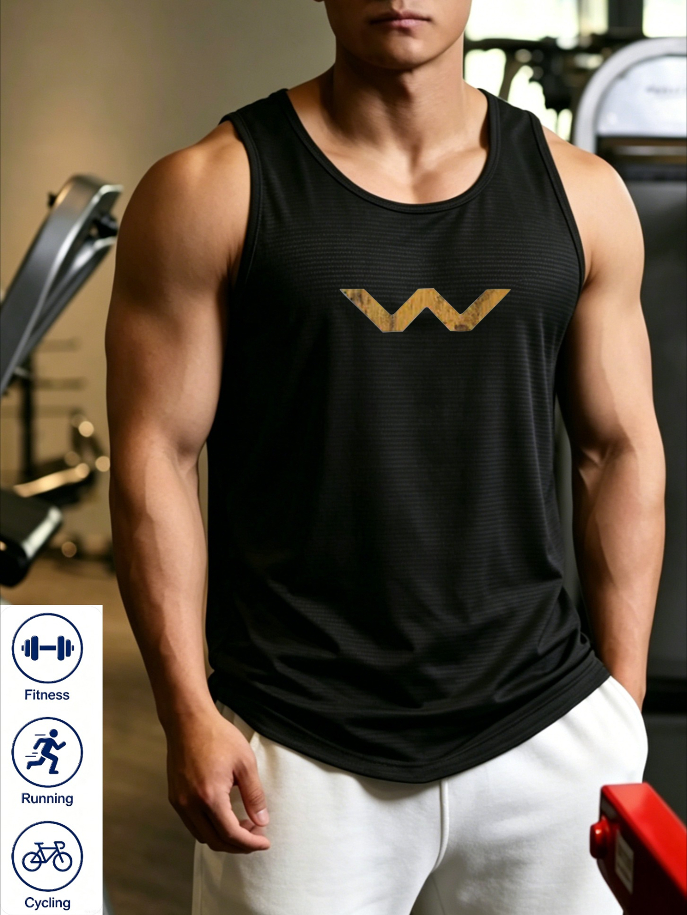 Men Black Graphic Tank Top