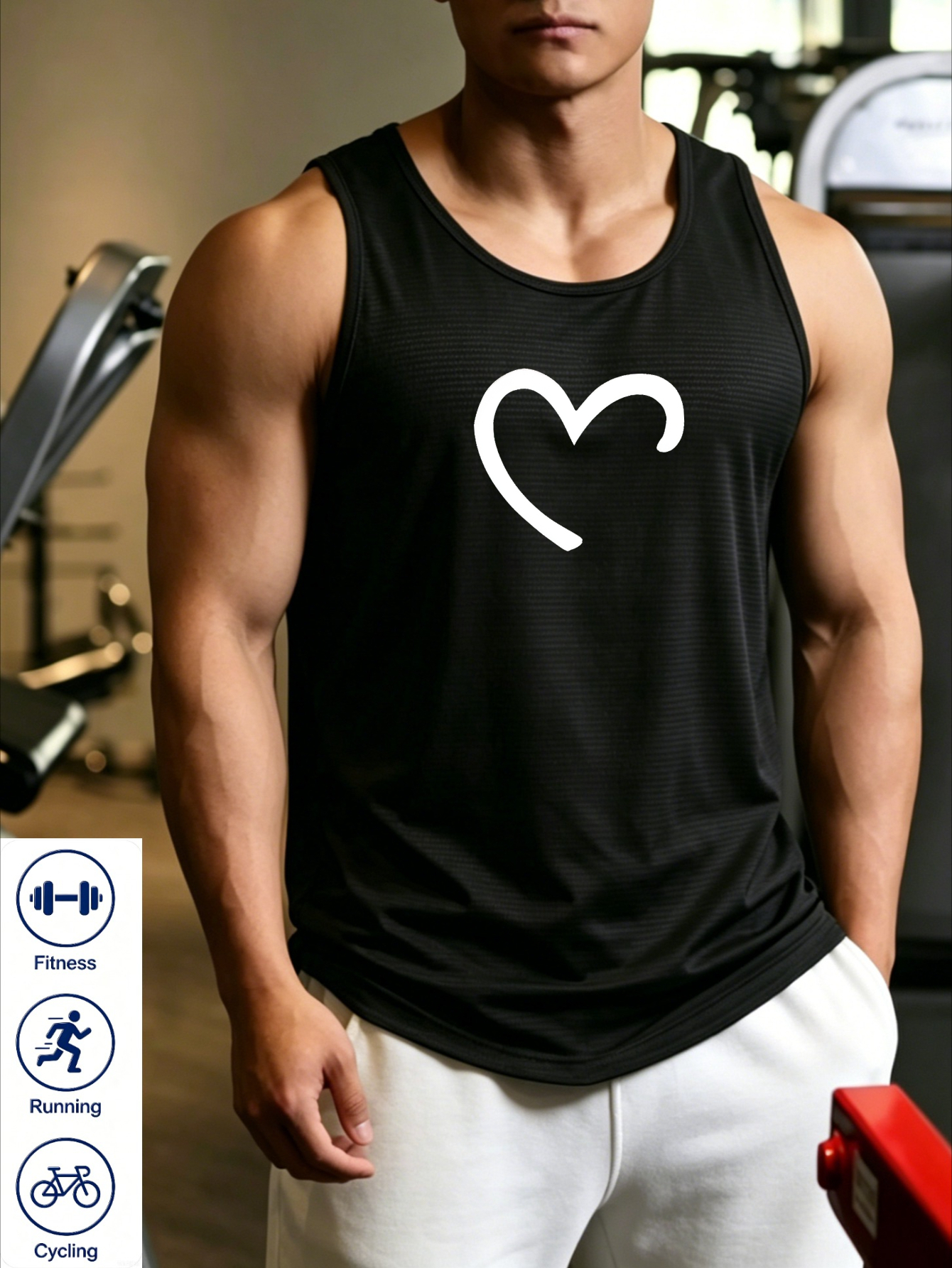 Men Black Graphic Tank Top