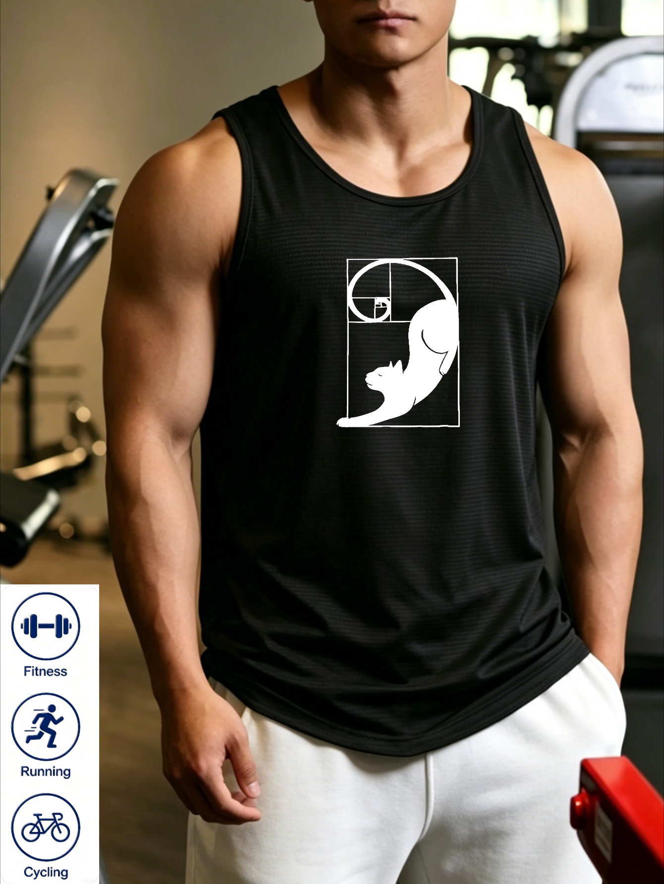 Men Black Graphic Print Tank Top