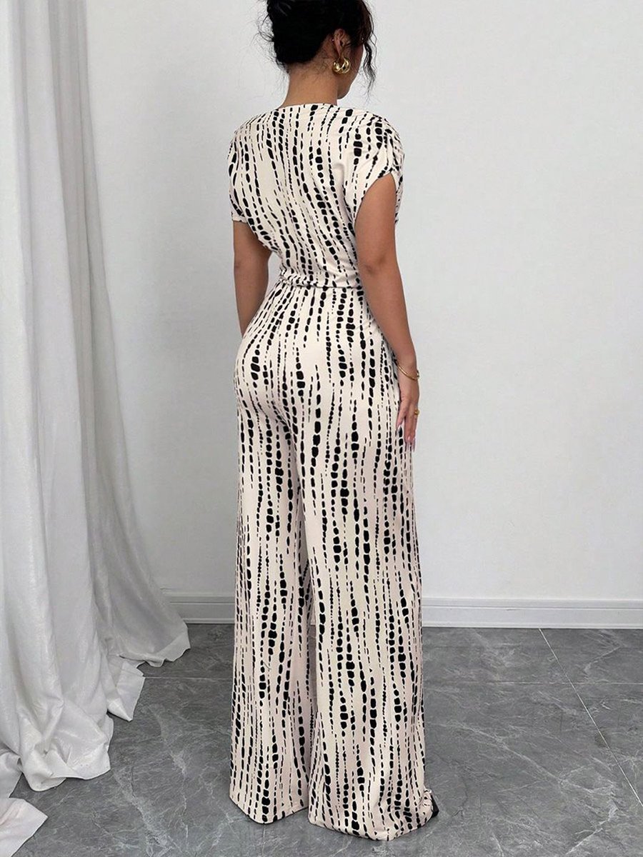 Off White Casual Printed One Shoulder Jumpsuit