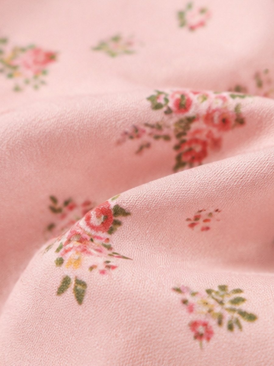 Light Pink Floral Tiered Midi Dress