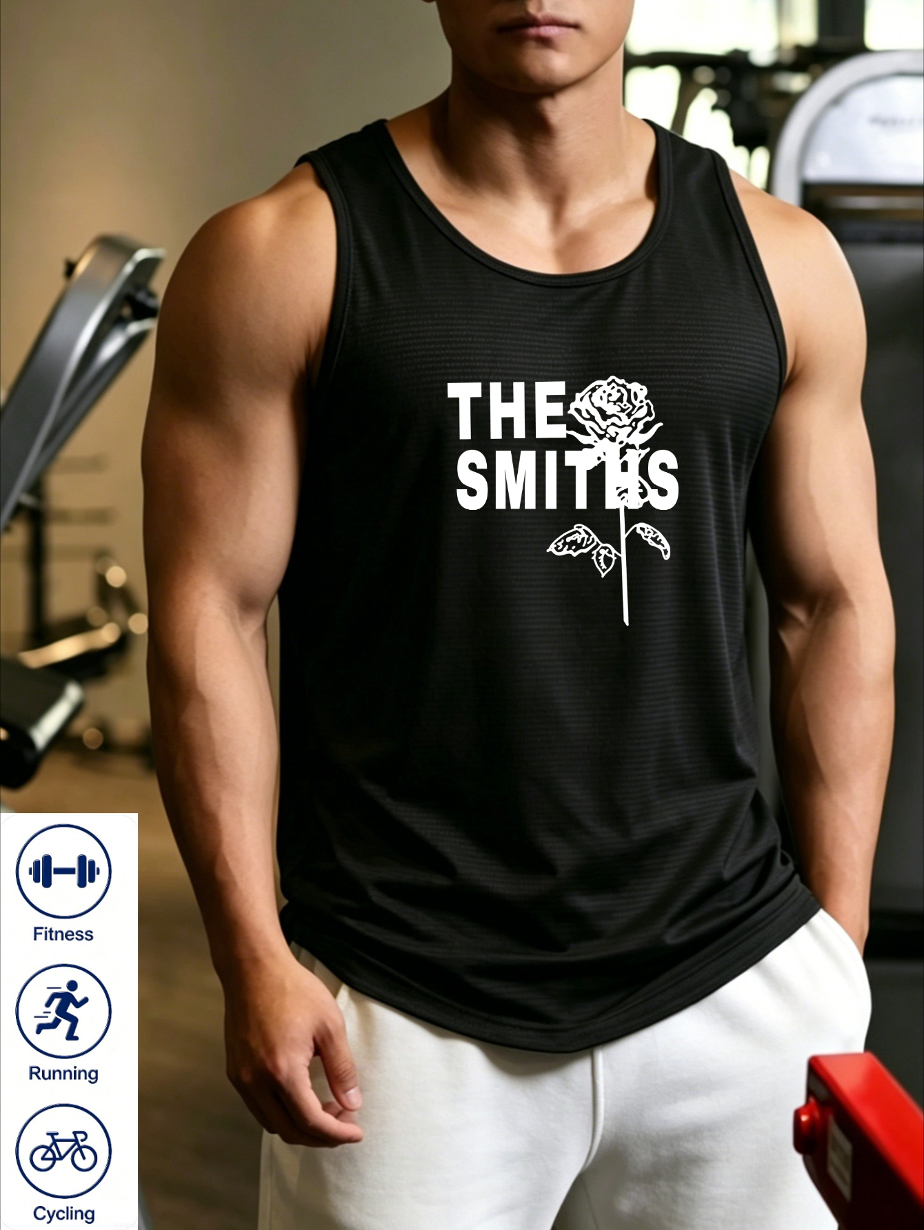Men Black Graphic Print Tank Top