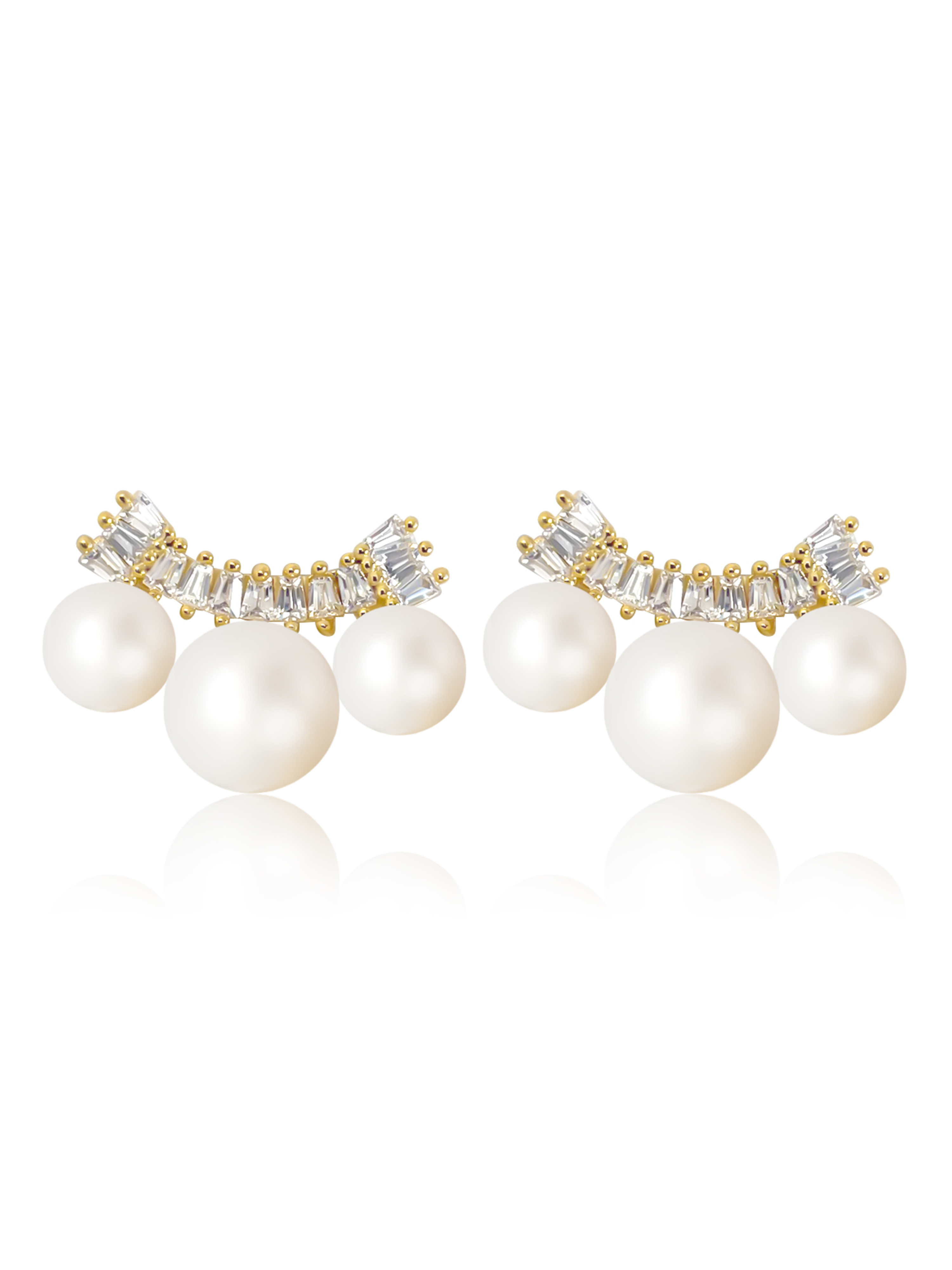 Gold Faux Pearl Stud Earrings