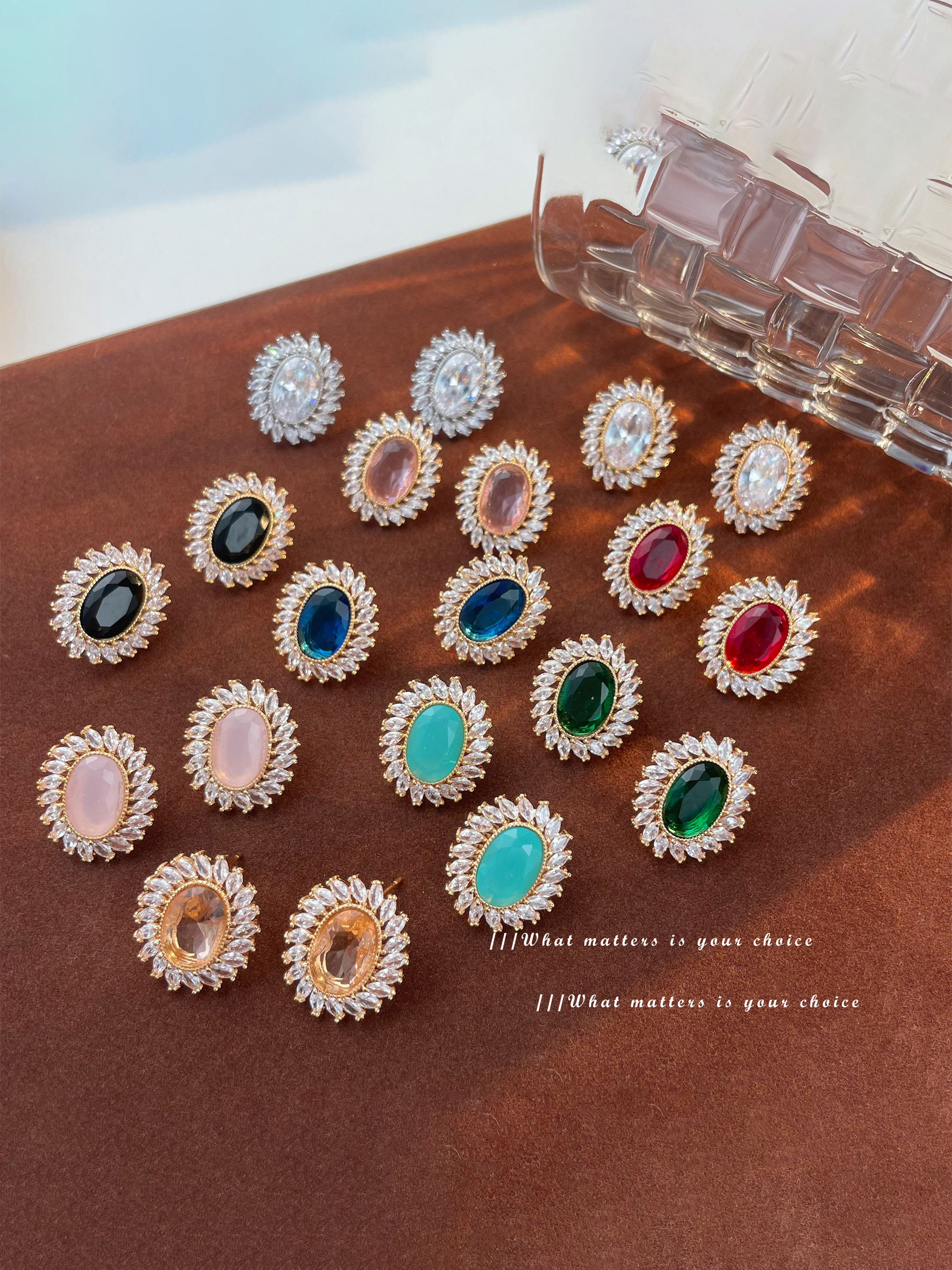 Black Oval Stud Earrings