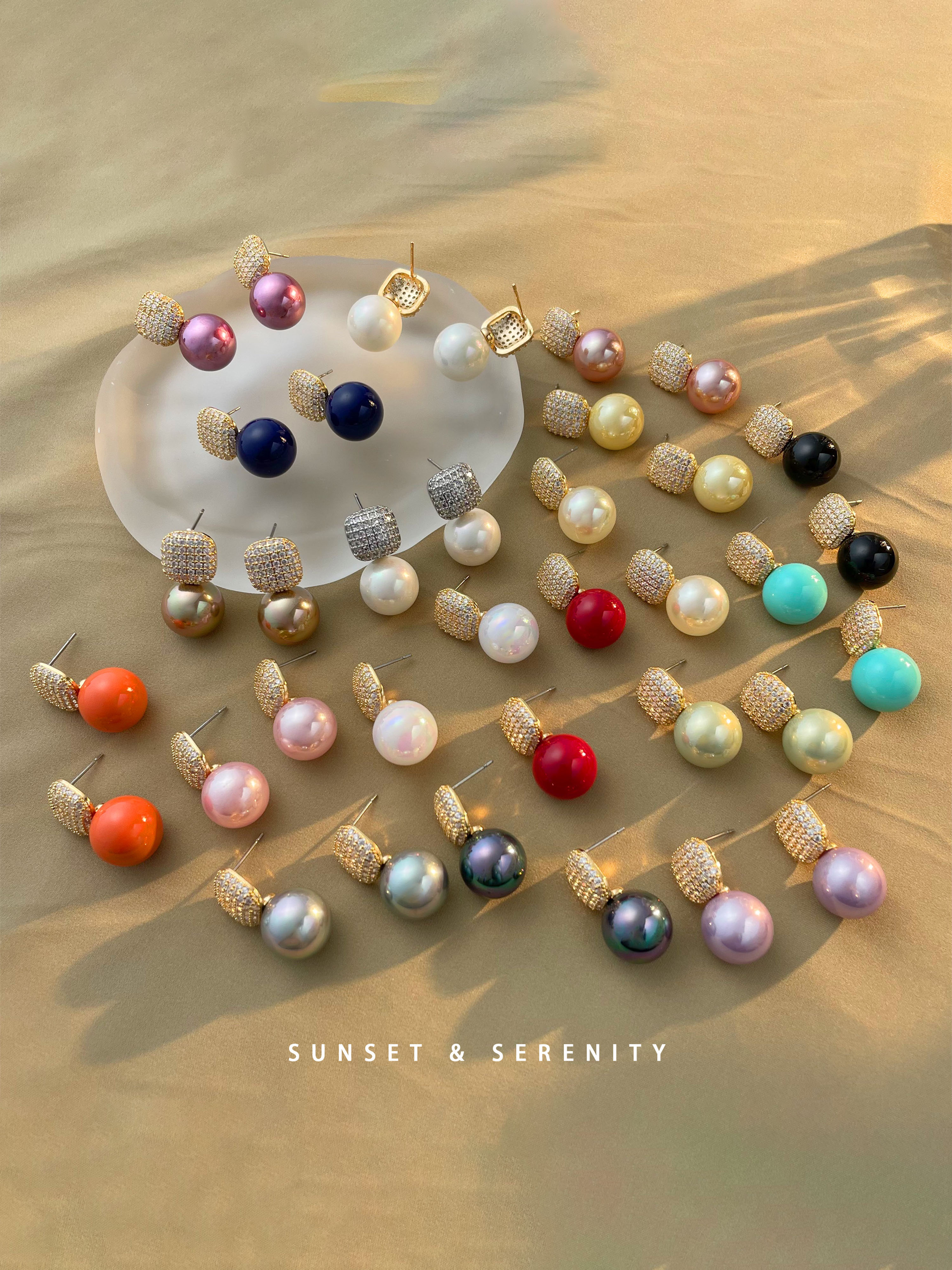 Multi-Color Faux Pearl Drop Earrings