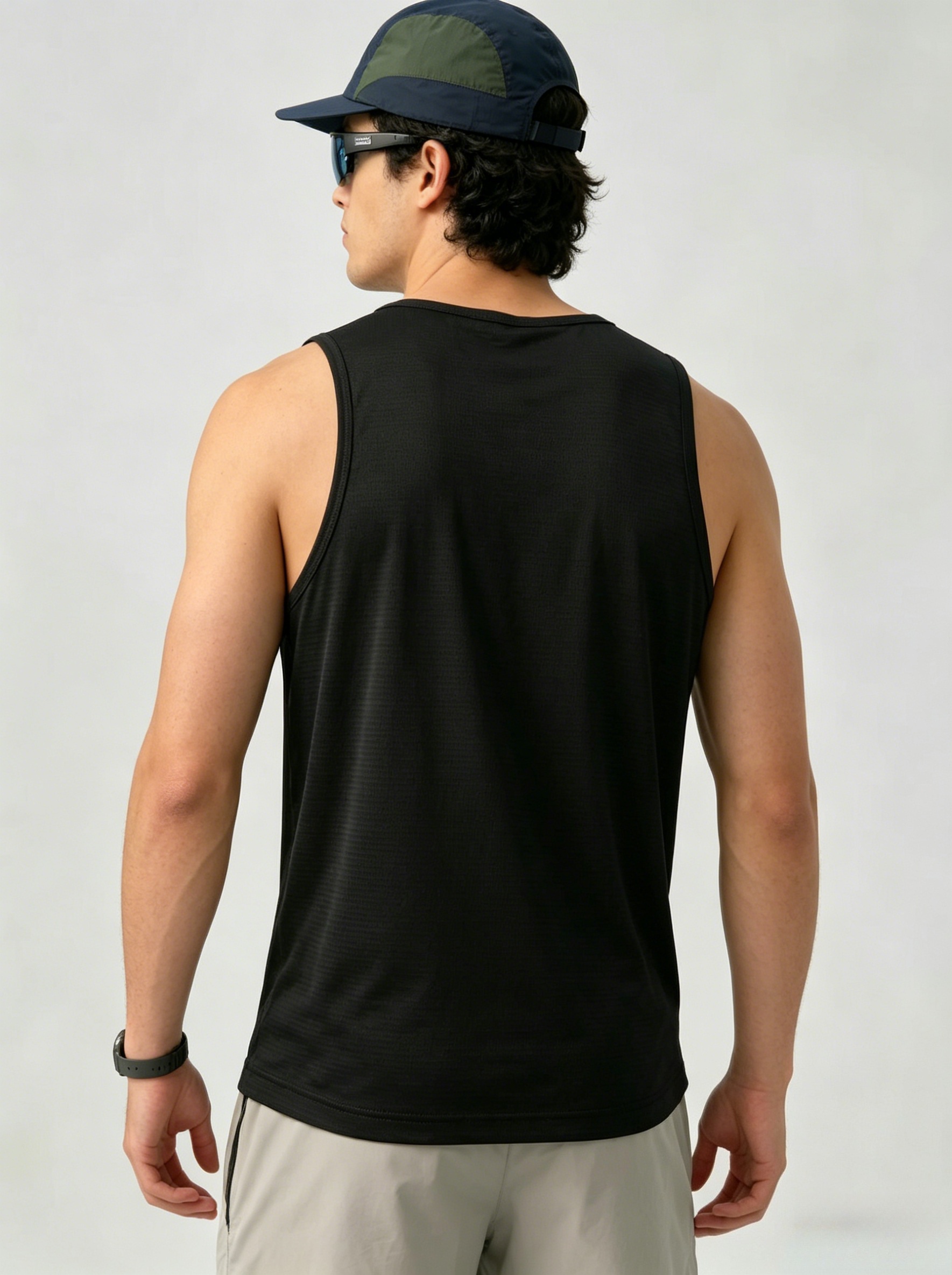 Men Black Graphic Print Tank Top