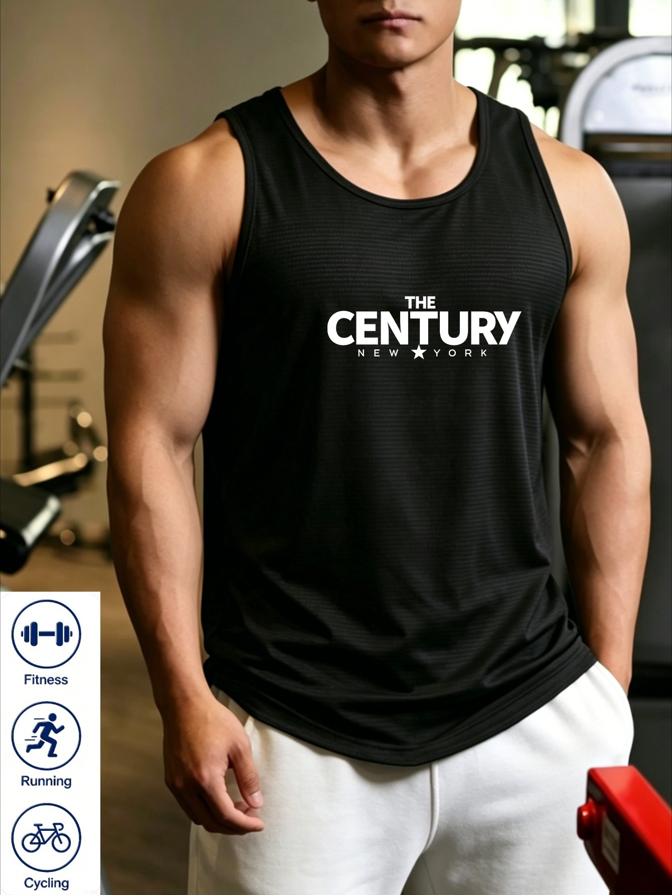Men Black Graphic Print Tank Top