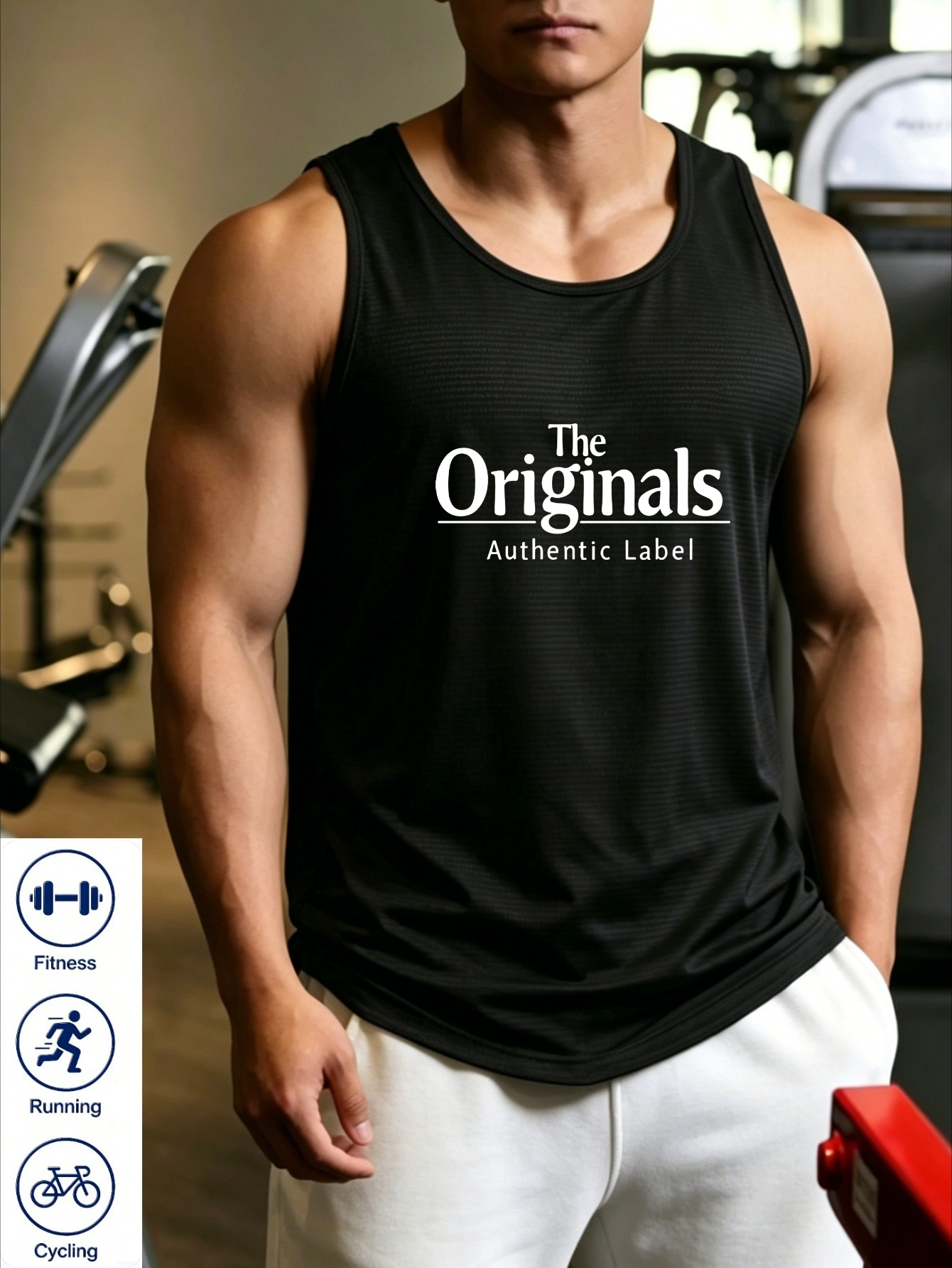 Men Black Graphic Print Tank Top