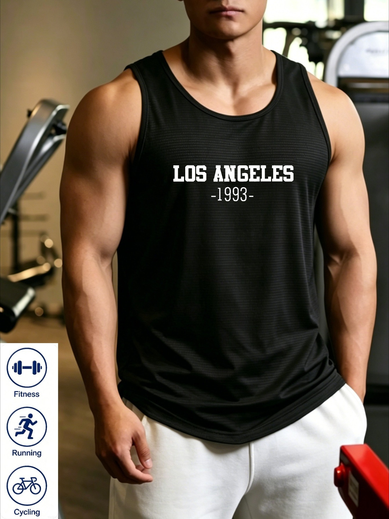 Men Black Graphic Print Tank Top