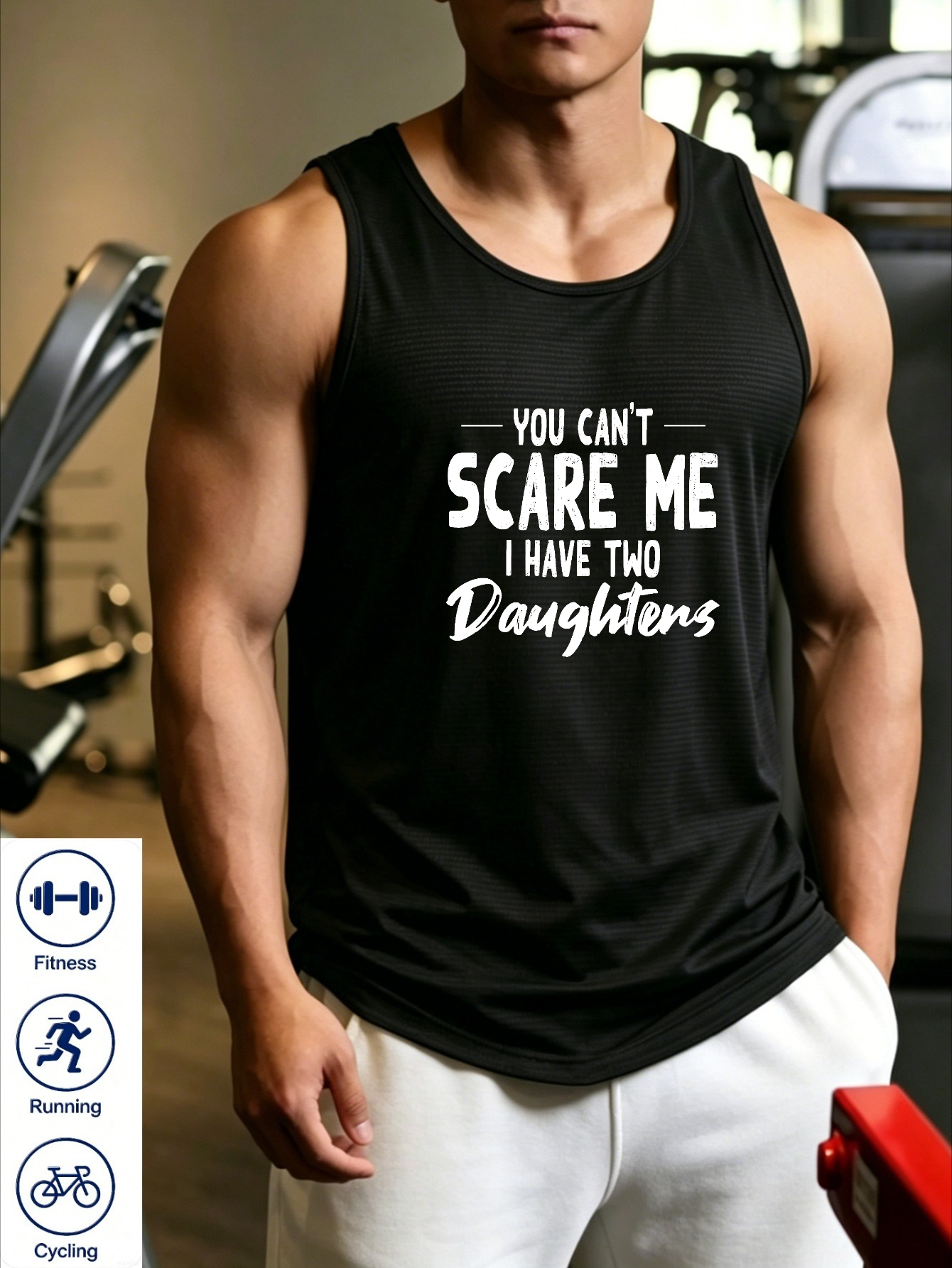 Men Black Graphic Print Tank Top