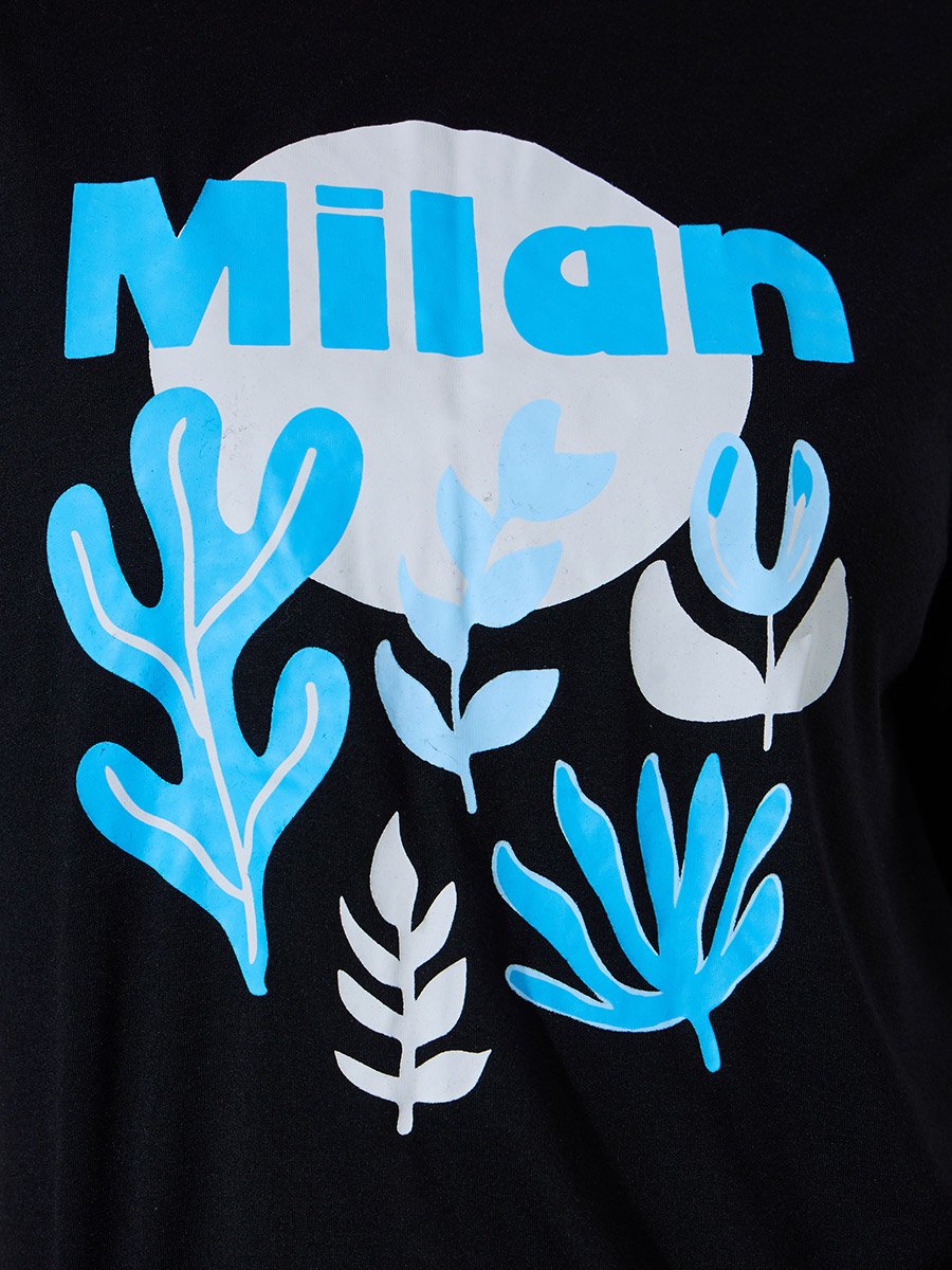 Black Graphic Print Oversized T-Shirt