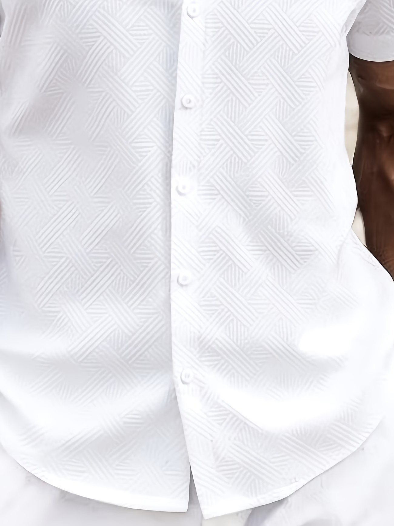 White Textured Short Sleeve Shirt