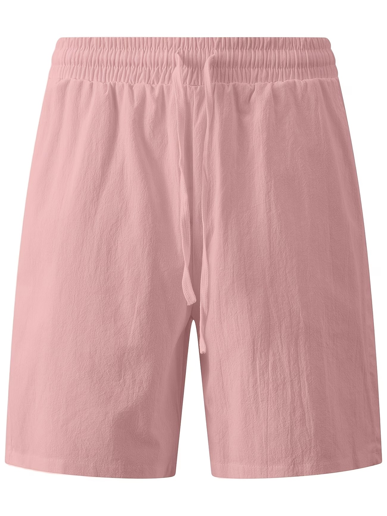 Dark Pink Solid Drawstring Waist Knee-Length Shorts
