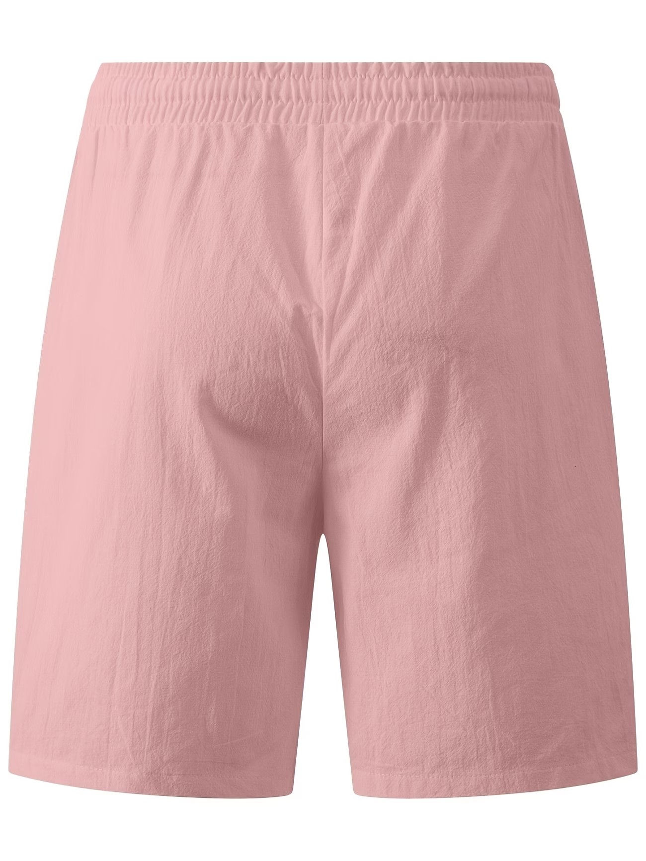 Dark Pink Solid Drawstring Waist Knee-Length Shorts