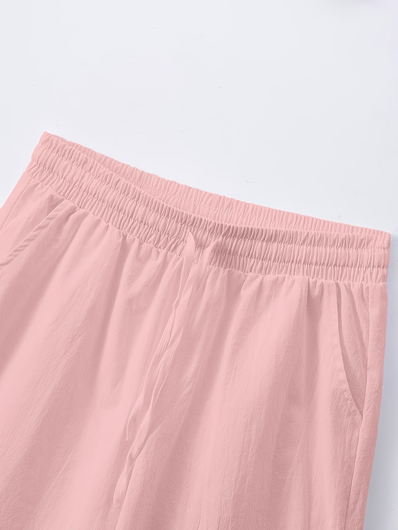 Dark Pink Solid Drawstring Waist Knee-Length Shorts